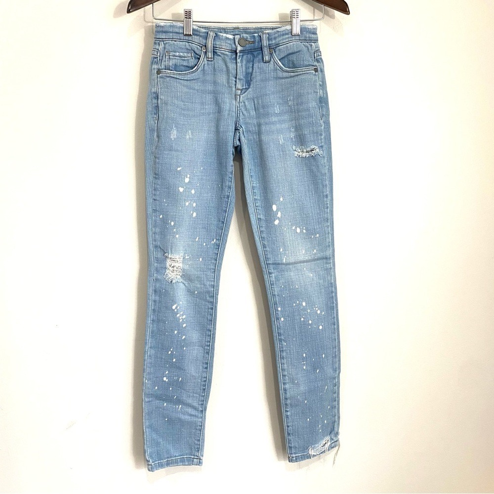 BLANK NYC Womens 24 Light Wash Distressed Splatter Skinny Classique Jeans B2